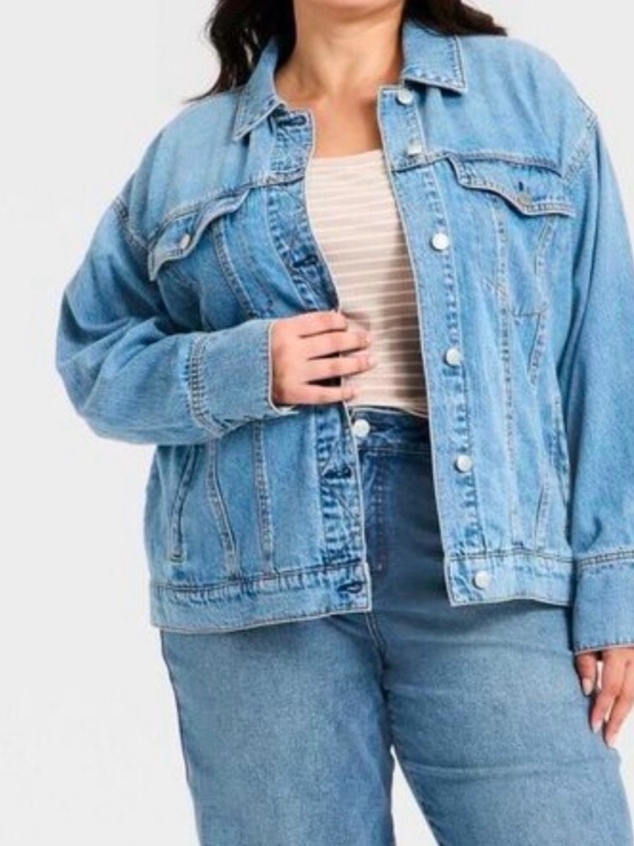 New! Ava & Viv Blue Jean- Boyfriend-Truckers Jacket Size 1x